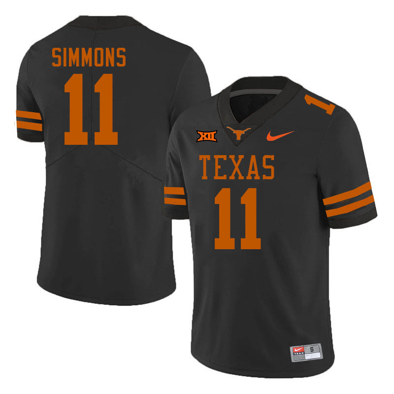 Men #11 Colin Simmons Texas Longhorns College Football Jerseys Stitched-Black